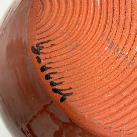 Handmade Etched and Painted Lavendar Terracotta Vase Stamped Christensen - Picture 7 of 9